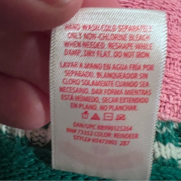 Ugly Christmas sweater reindeer wearing glasses striped sleeves Large size - Picture 4 of 9